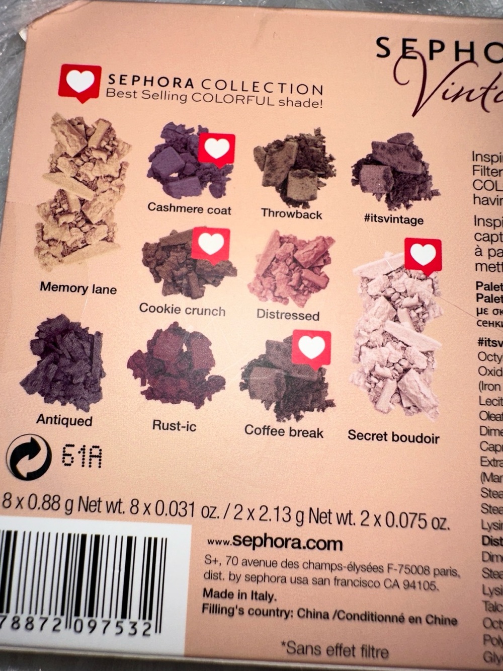 Sephora Vintage Filter Eye Shadow Palette - NIB COLLECTIBLE - Picture 3 of 4
